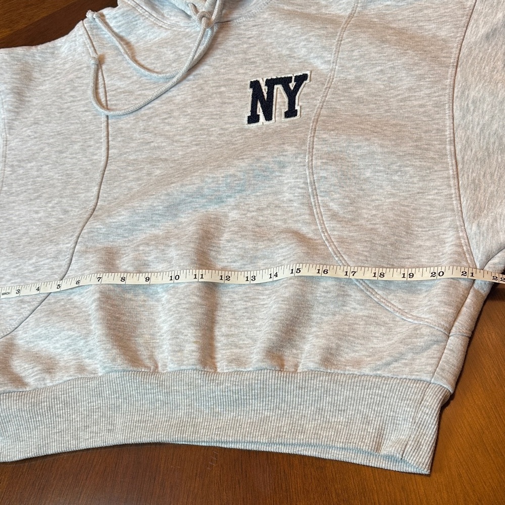 ZARA Cozy NY Logo Hoodie & Jogger Lounge Set | Gray | Casual Chic - Picture 3 of 15